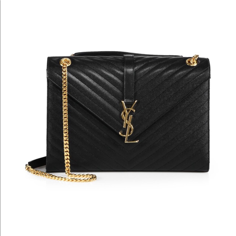 Saint Laurent large leather envelope shoulder bag